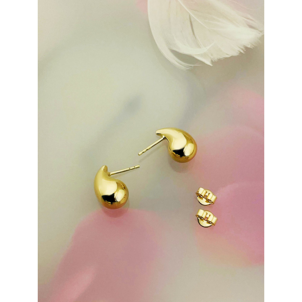 Träne Gold Ohrringe Ohrhänger Ohrstecker Ohrschmuck Paar Gelbgold 585er 14KT