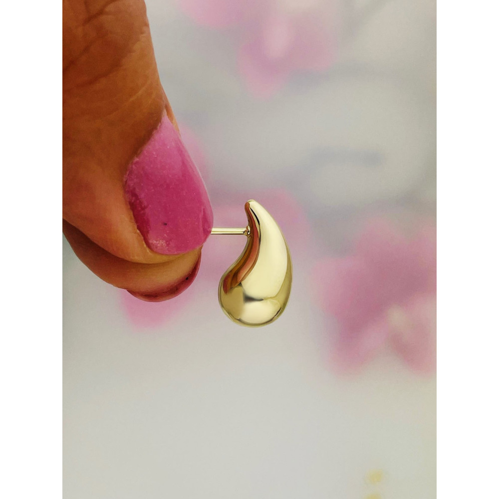 Träne Gold Ohrringe Ohrhänger Ohrstecker Ohrschmuck Paar Gelbgold 585er 14KT