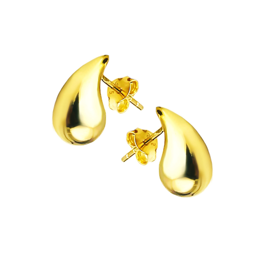 Träne Gold Ohrringe Ohrhänger Ohrstecker Ohrschmuck Paar Gelbgold 585er 14KT