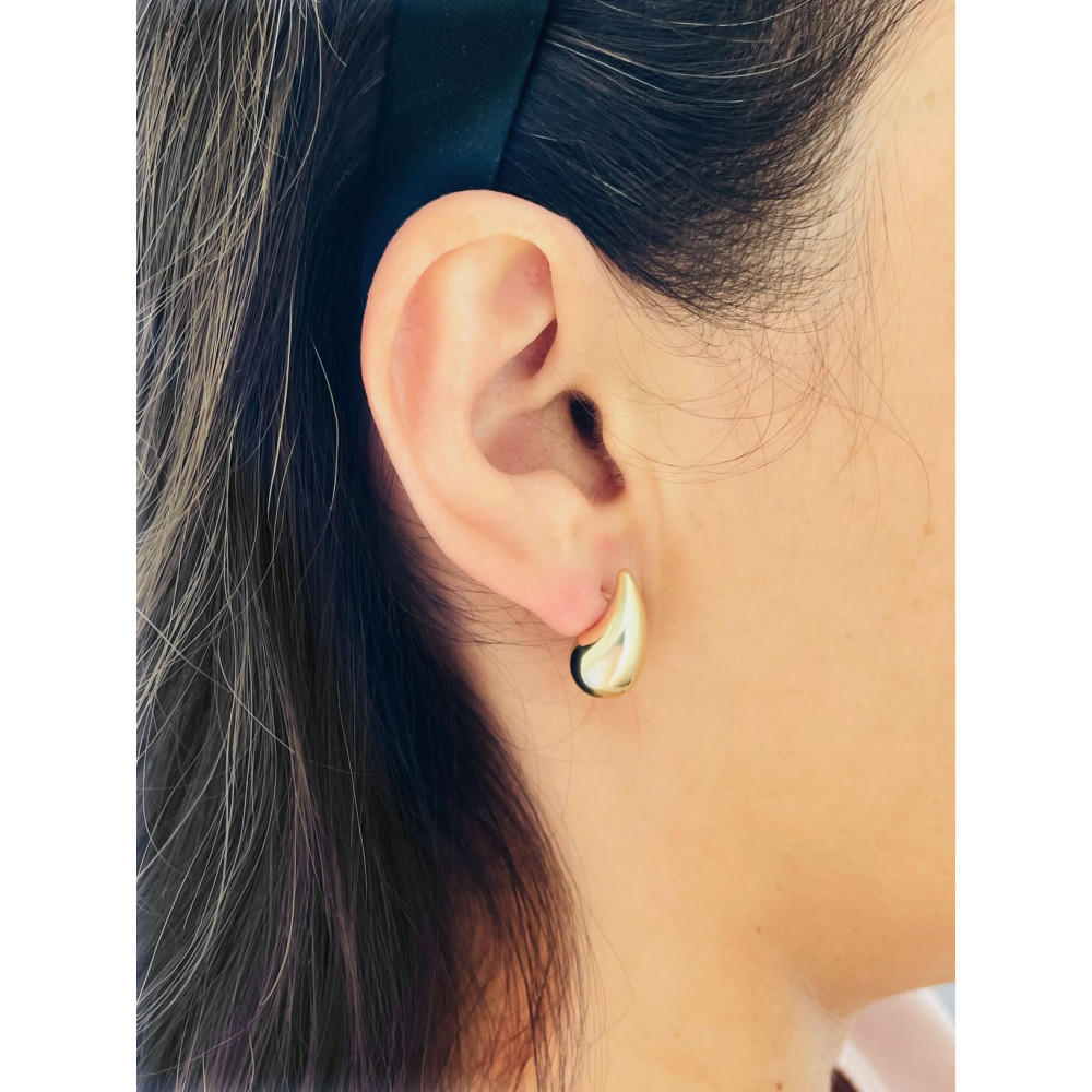 Złote kolczyki łezki dmuchane kropelki gładkie polerowane