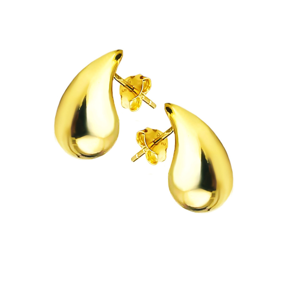 Träne Gold Ohrringe Ohrhänger Ohrstecker Ohrschmuck Paar Gelbgold 585er 14KT