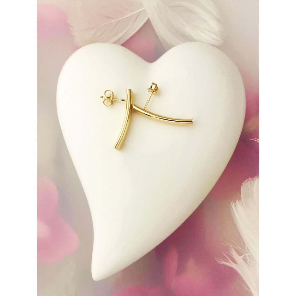 Złote kolczyki paseczki gładkie polerowane