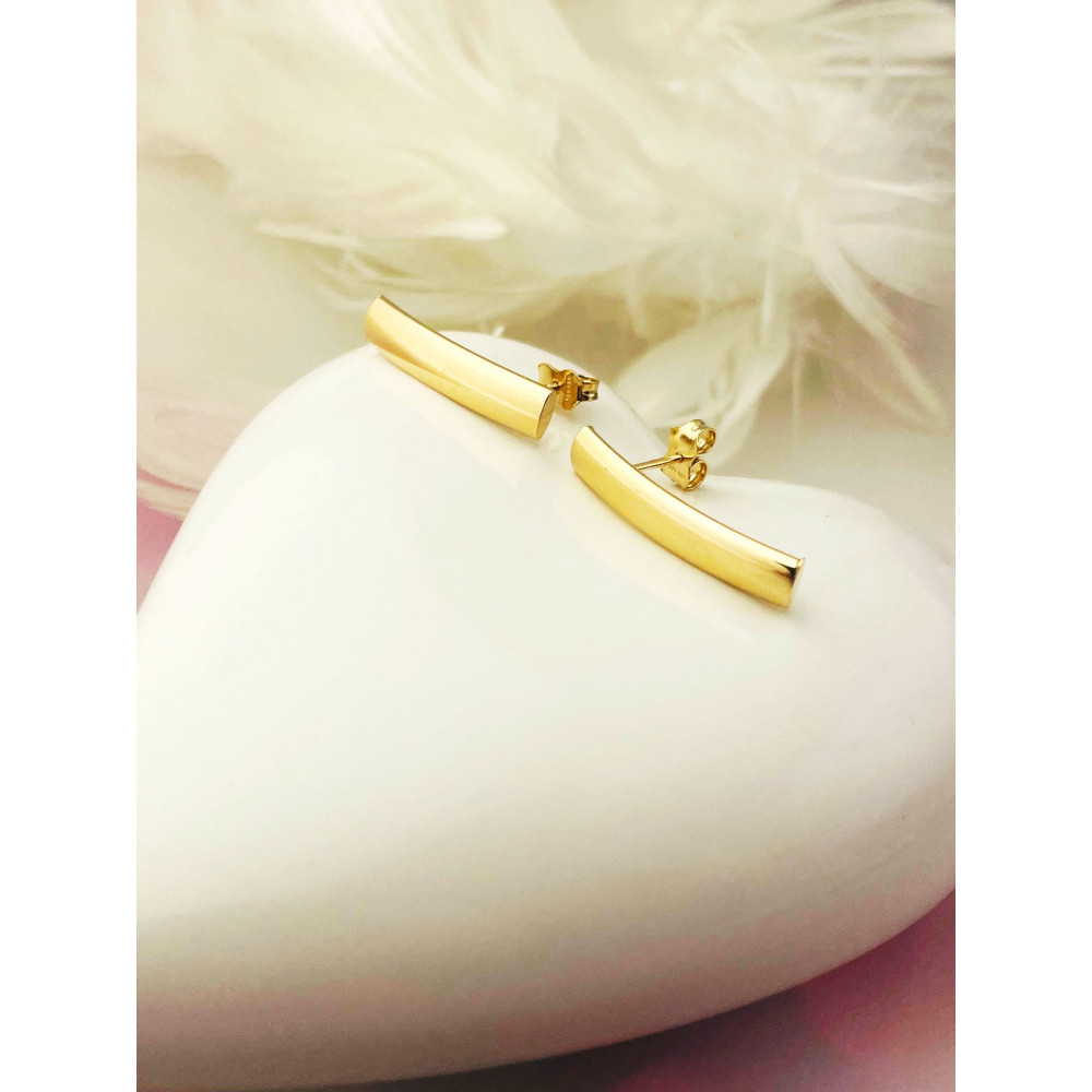 Złote kolczyki paseczki gładkie polerowane