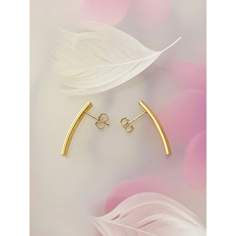 Rechteck Gold Ohrringe Ohrhänger Ohrstecker Ohrschmuck Paar Gelbgold 585er 14KT