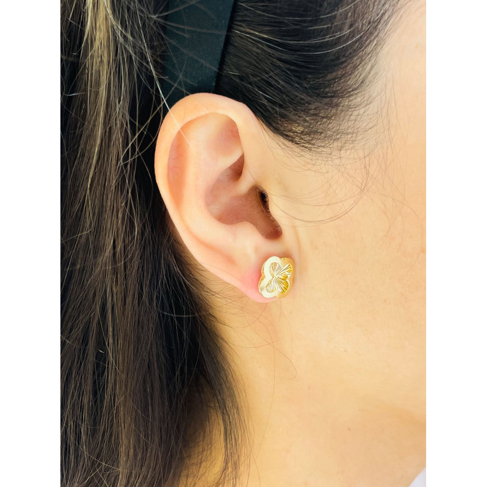 Kleeblatt Ohrringe Ohrhänger Ohrstecker Ohrschmuck Paar Gelbgold 585er 14KT