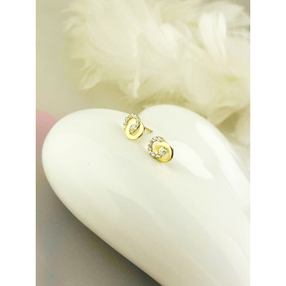 Gold Ohrringe Rad mit Zirkonia Ohrhänger Ohrstecker Ohrschmuck Gelbgold Gold 585er 14KT