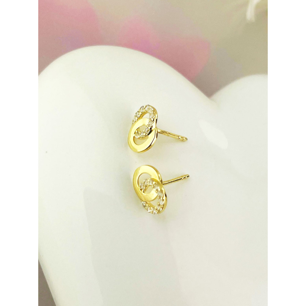 Gold Ohrringe Rad mit Zirkonia Ohrhänger Ohrstecker Ohrschmuck Gelbgold Gold 585er 14KT