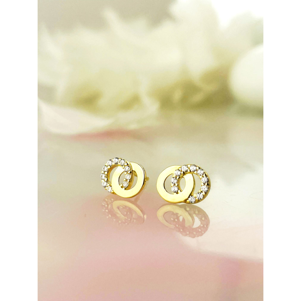 Gold Ohrringe Rad mit Zirkonia Ohrhänger Ohrstecker Ohrschmuck Gelbgold Gold 585er 14KT