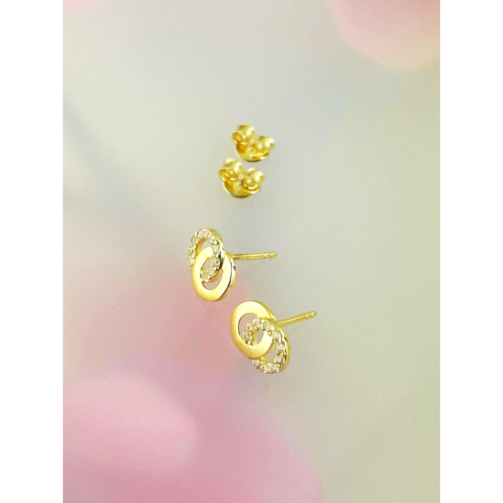 Gold Ohrringe Rad mit Zirkonia Ohrhänger Ohrstecker Ohrschmuck Gelbgold Gold 585er 14KT