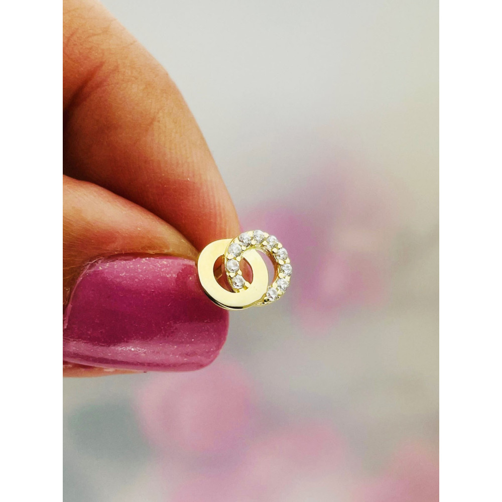 Gold Ohrringe Rad mit Zirkonia Ohrhänger Ohrstecker Ohrschmuck Gelbgold Gold 585er 14KT