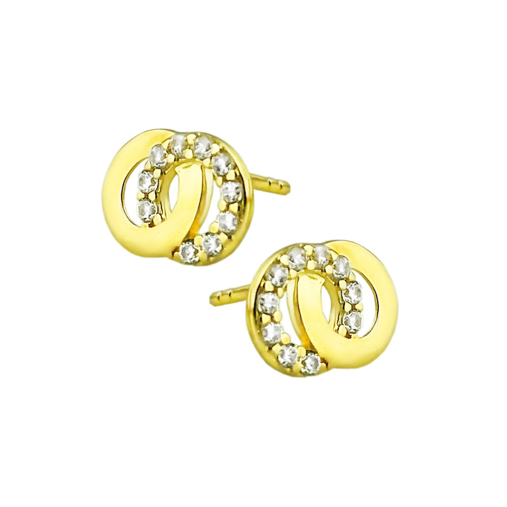 Gold Ohrringe Rad mit Zirkonia Ohrhänger Ohrstecker Ohrschmuck Gelbgold Gold 585er 14KT