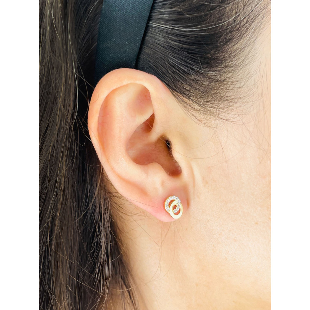 Gold Ohrringe Rad mit Zirkonia Ohrhänger Ohrstecker Ohrschmuck Gelbgold Gold 585er 14KT