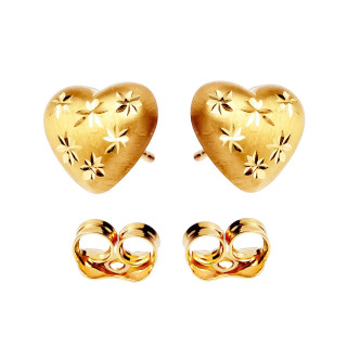 Złote kolczyki serca diamentowane