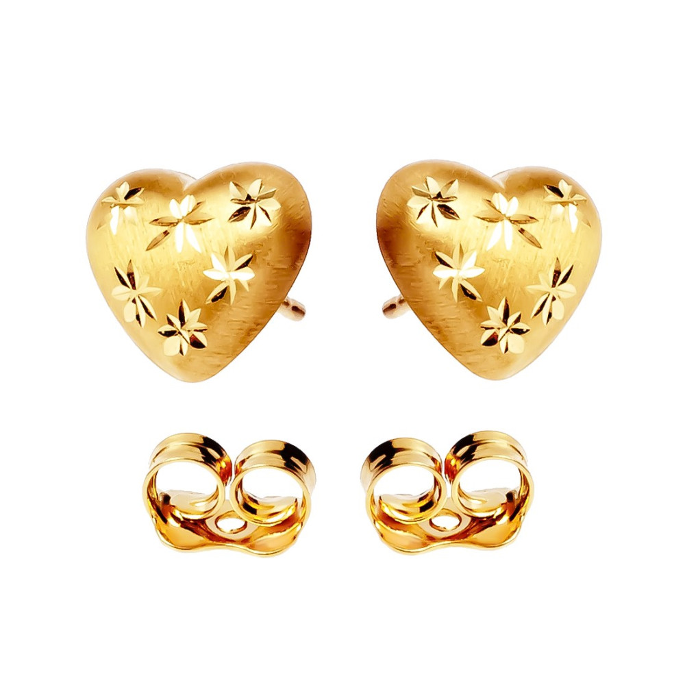 Złote kolczyki serca diamentowane