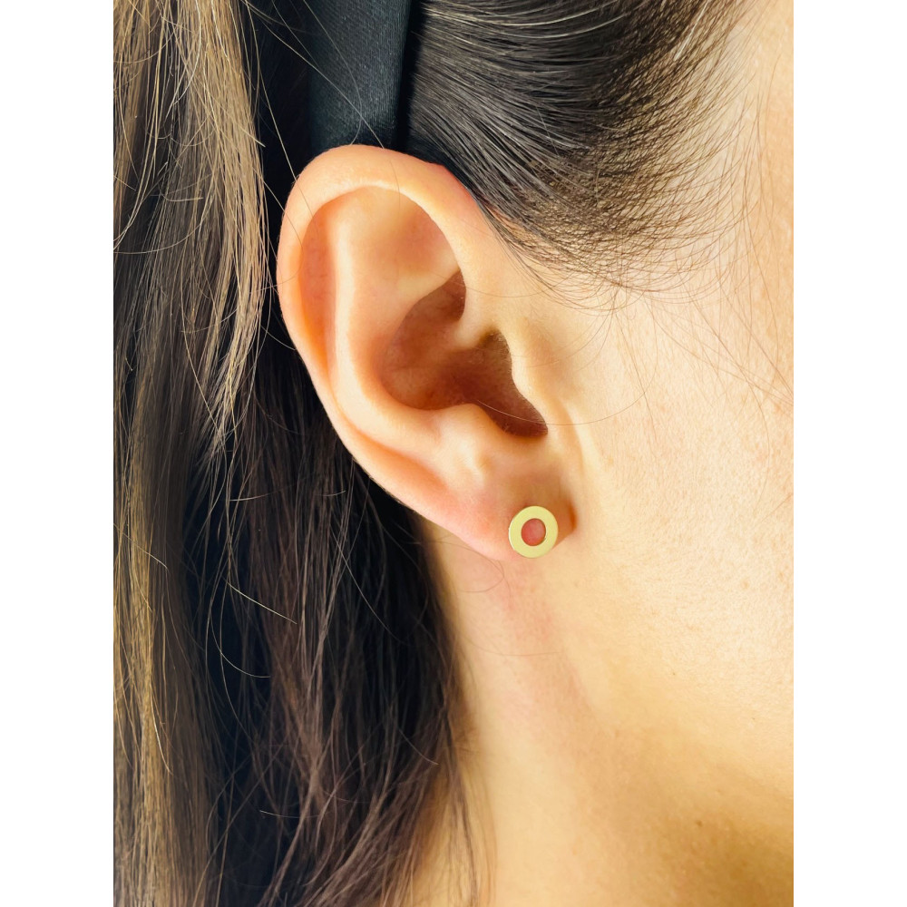 Kreis Creolen Ohrringe Ohrhänger Ohrstecker Ohrschmuck Paar Gelbgold 585er 14KT