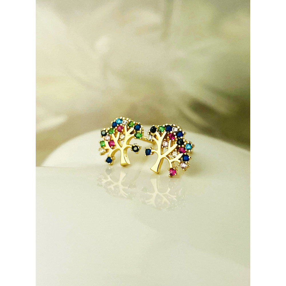 copy of Złote kolczyki kuleczki z cyrkoniami dwukolorowe