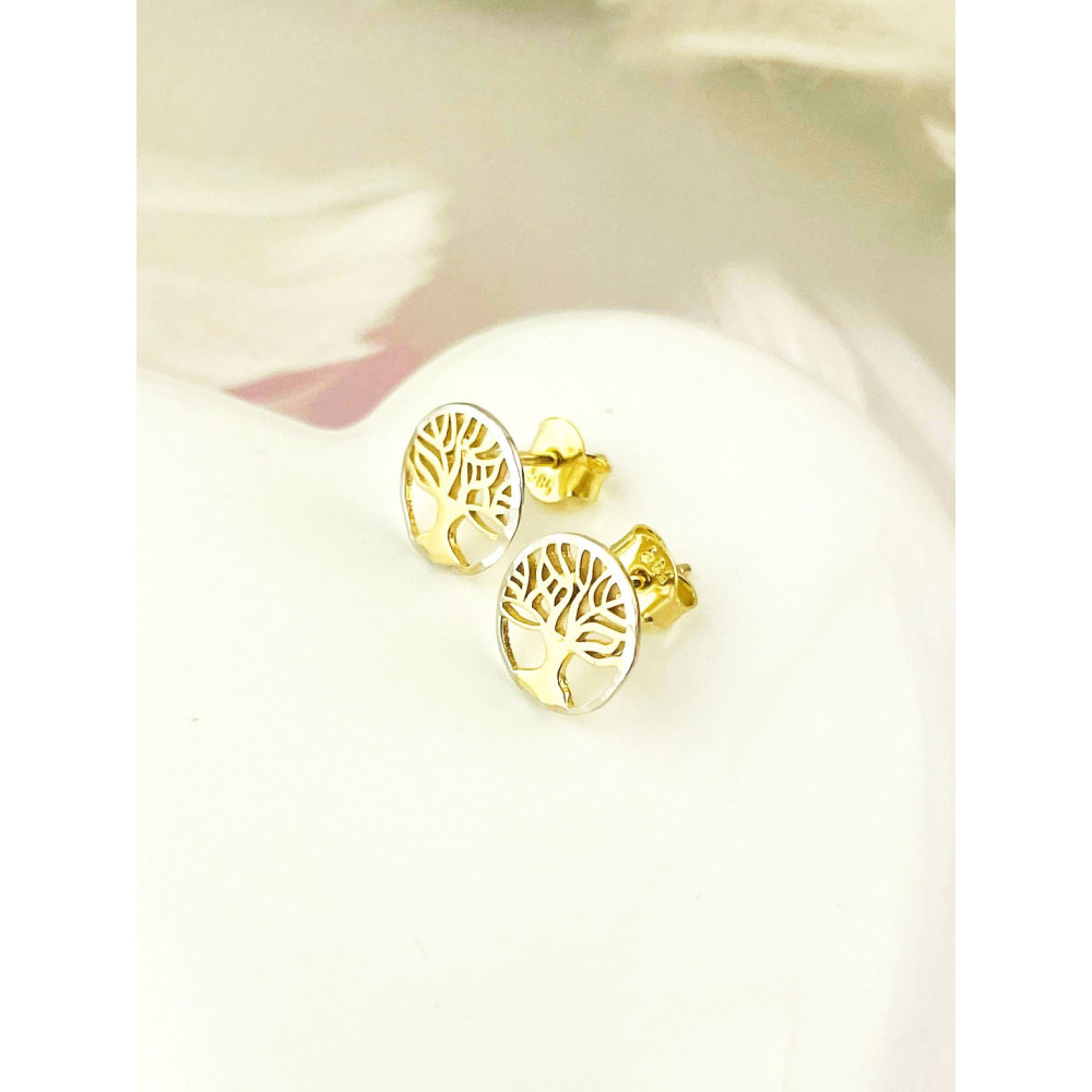 copy of Złote kolczyki kuleczki z cyrkoniami dwukolorowe