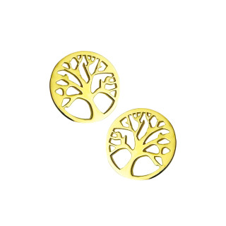 Baum Creolen Ohrringe Ohrhänger Ohrstecker Ohrschmuck Paar Gelbgold 585er 14KT