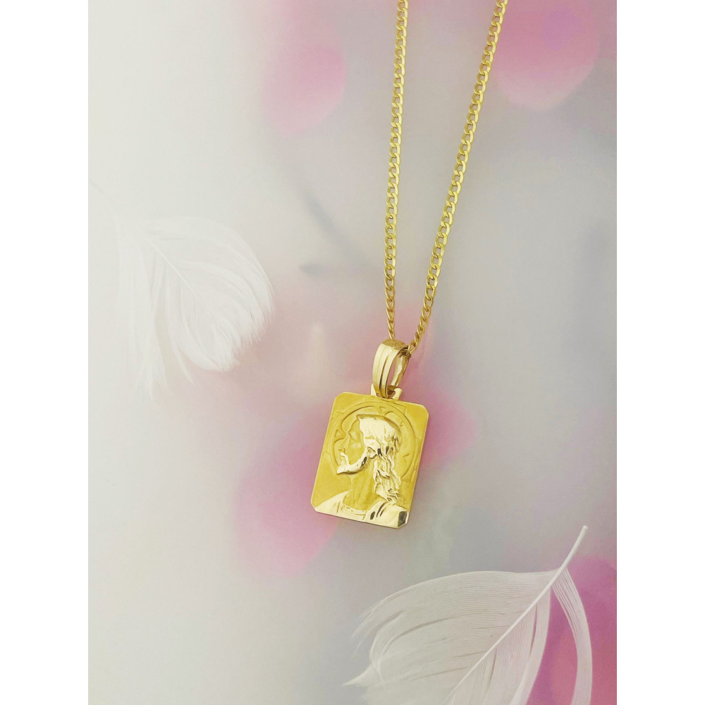 Złoty Medalik duża Zawieszka Pan Jezus Chrzest Komunia