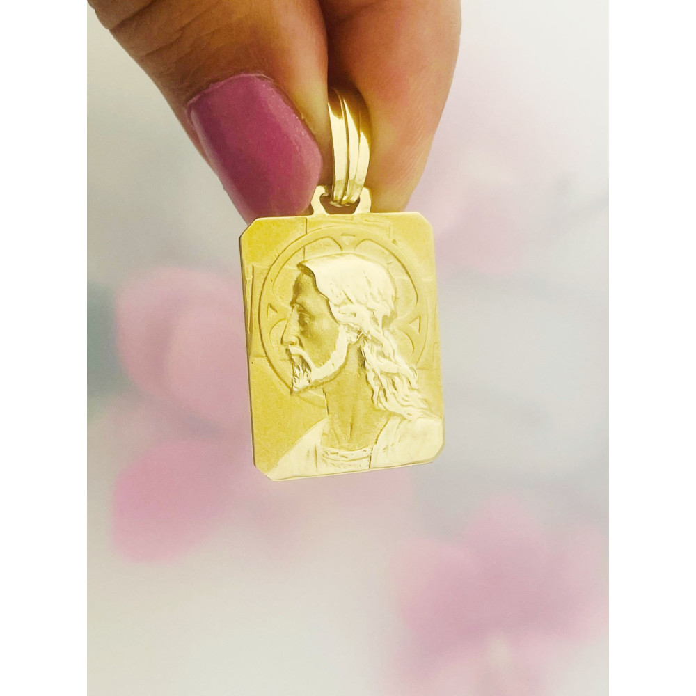 Złoty Medalik duża Zawieszka Pan Jezus Chrzest Komunia