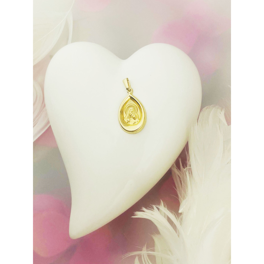 Anhänger Madonna Maria mit Jesuskind Kettenanhänger Gelbgold