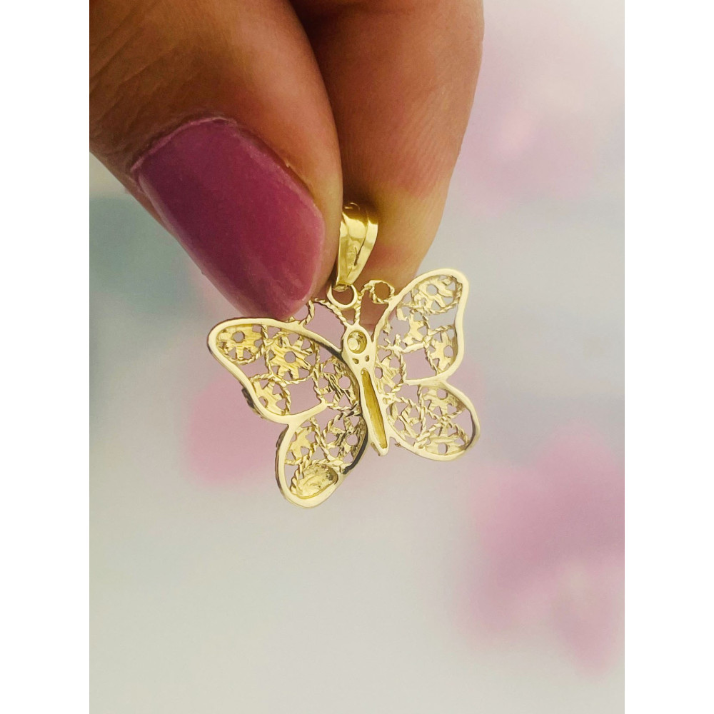 Schmetterling Anhänger Kettenanhänger Gelbgold Goldanhänger Schmetterling 585er 14KT