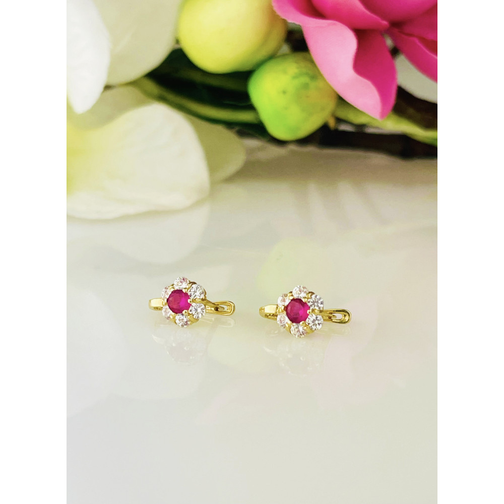 copy of Złote kolczyki kuleczki z cyrkoniami dwukolorowe