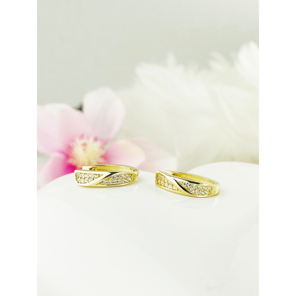 Ohrringe mit Zirkonia Ohrhänger Ohrstecker Ohrschmuck Gelbgold Paar 585er 14KT