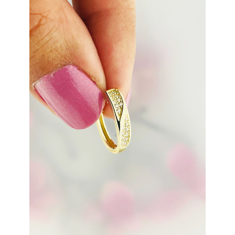 Złote kolczyki półkola kółeczka z cyrkoniami