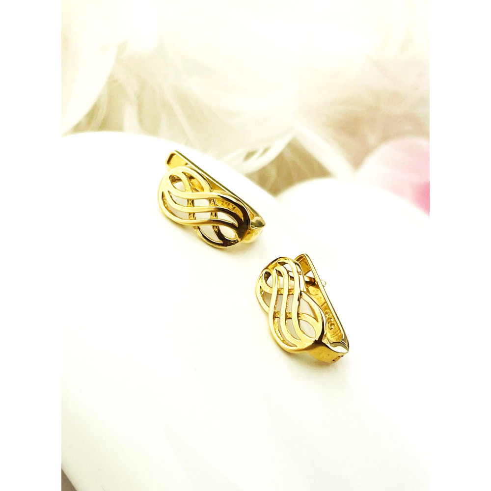 Infinity Ohrringe mit Zirkonia Ohrhänger Ohrstecker Ohrschmuck Gelbgold Paar 585er 14KT