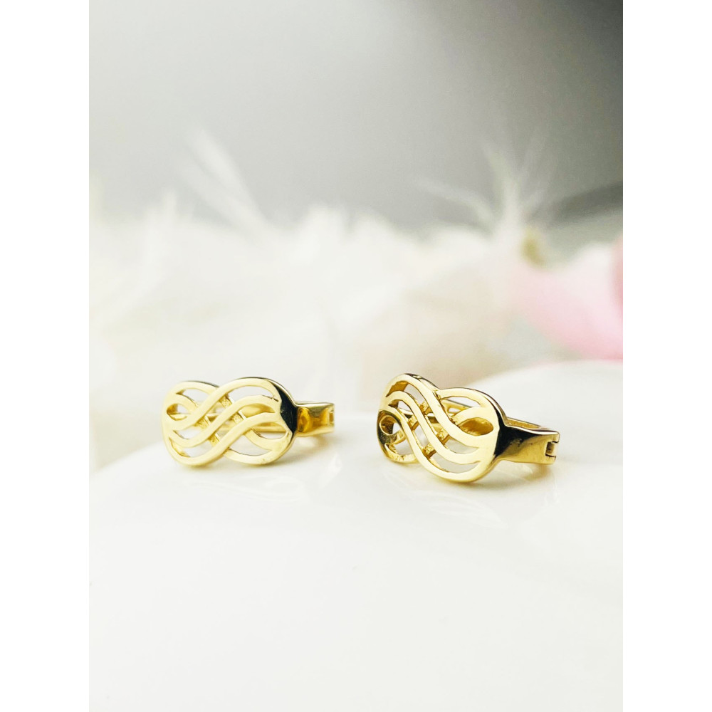 Infinity Ohrringe mit Zirkonia Ohrhänger Ohrstecker Ohrschmuck Gelbgold Paar 585er 14KT