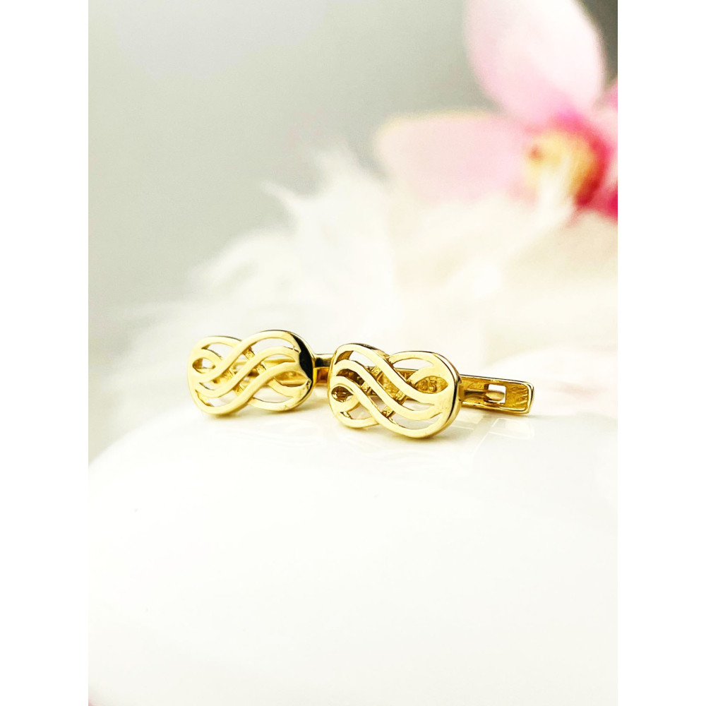 Infinity Ohrringe mit Zirkonia Ohrhänger Ohrstecker Ohrschmuck Gelbgold Paar 585er 14KT