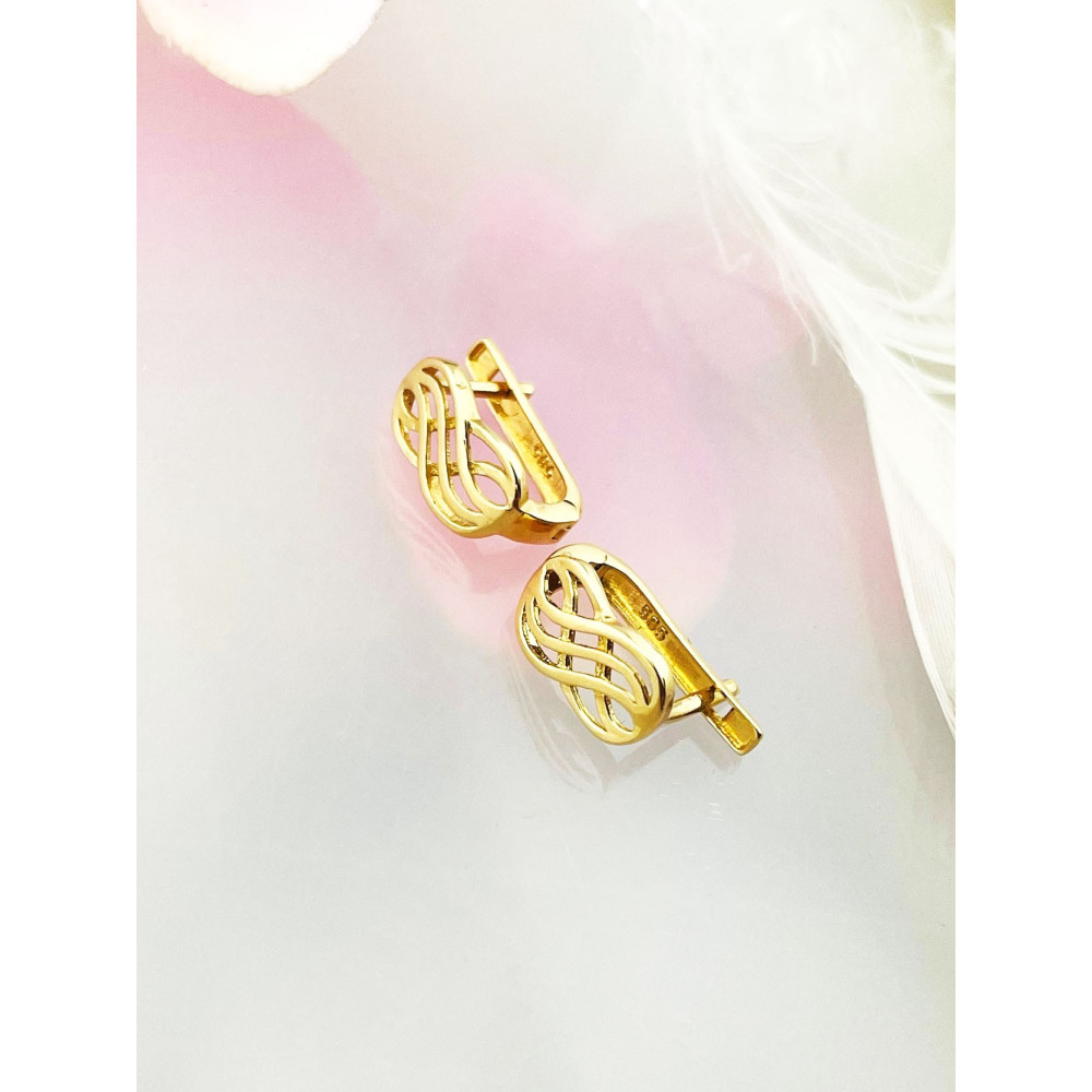 Infinity Ohrringe mit Zirkonia Ohrhänger Ohrstecker Ohrschmuck Gelbgold Paar 585er 14KT