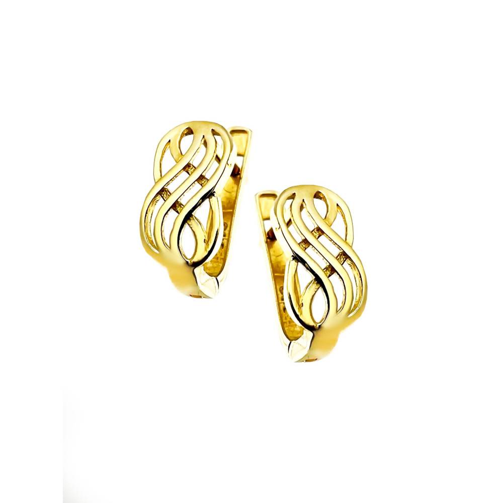 Infinity Ohrringe mit Zirkonia Ohrhänger Ohrstecker Ohrschmuck Gelbgold Paar 585er 14KT