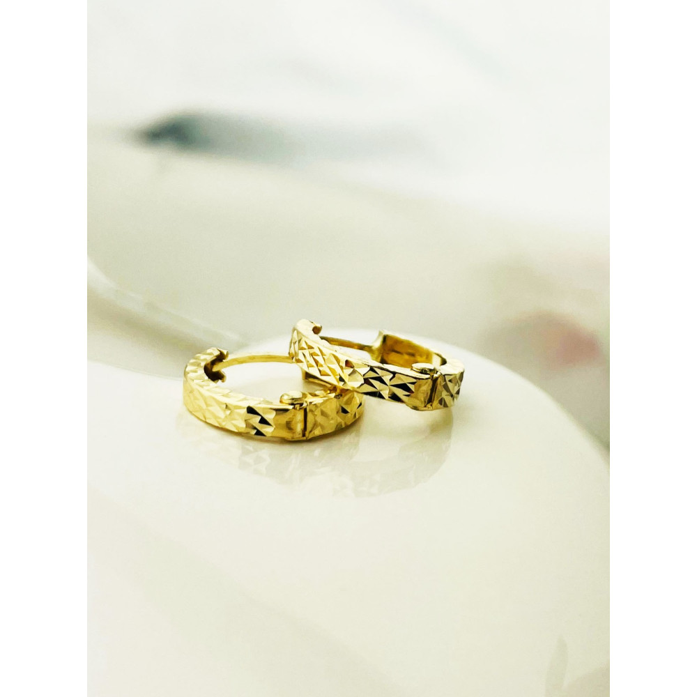 Złote kolczyki koła kółeczka frezowane