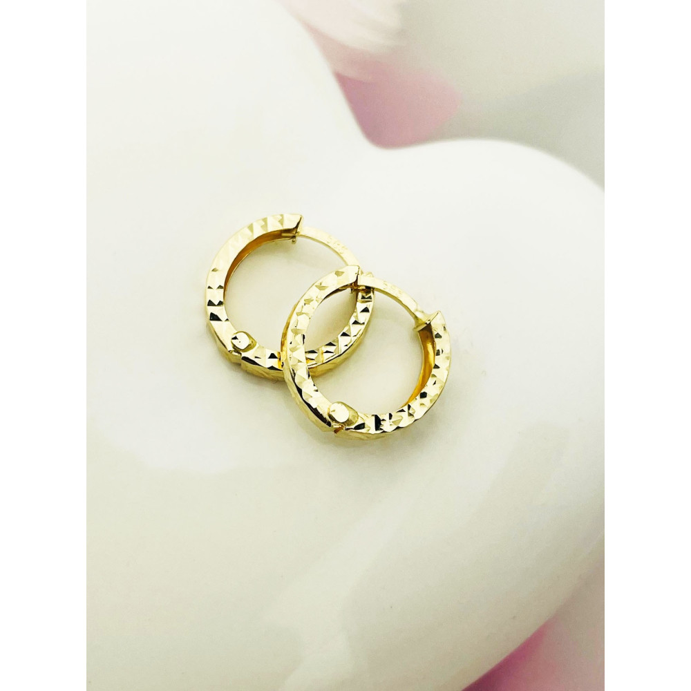 Złote kolczyki koła kółeczka frezowane