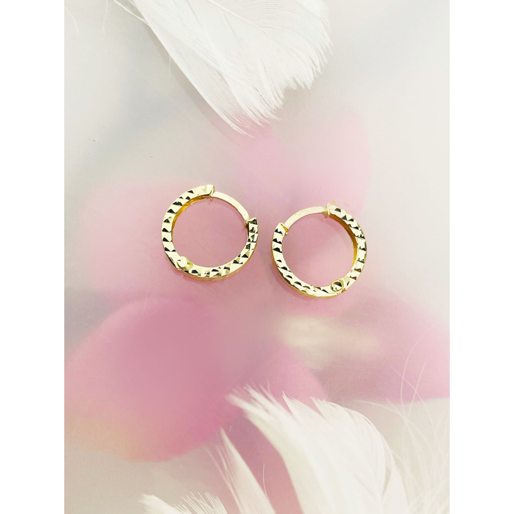 Złote kolczyki koła kółeczka frezowane