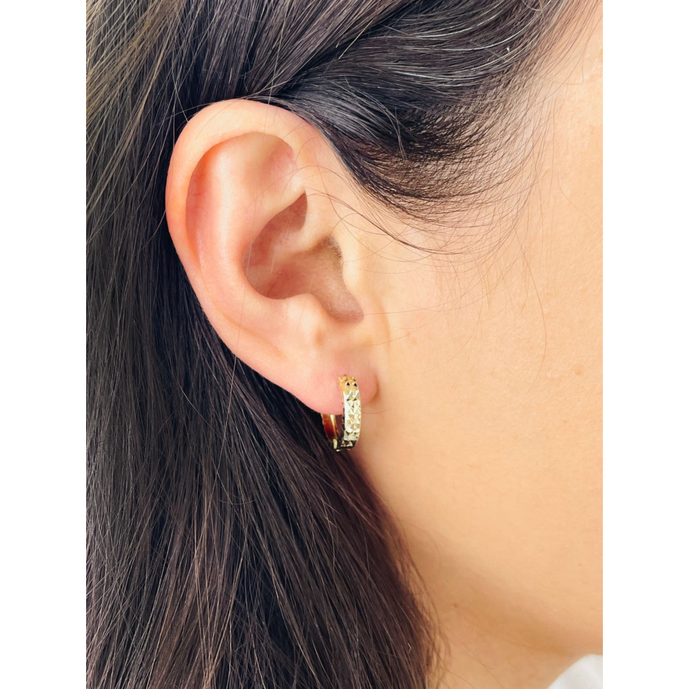 copy of Złote kolczyki kuleczki z cyrkoniami dwukolorowe