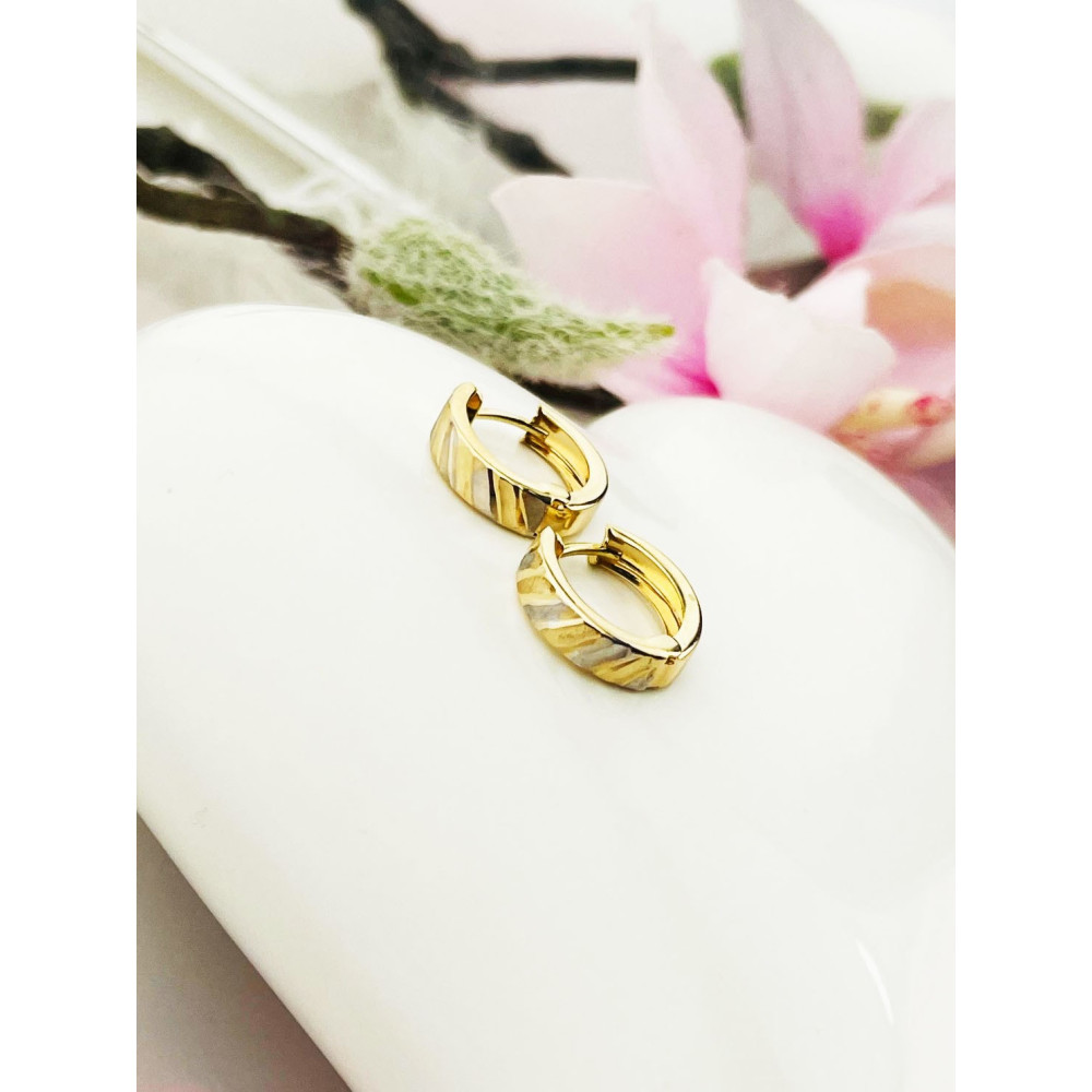 copy of Złote kolczyki kuleczki z cyrkoniami dwukolorowe