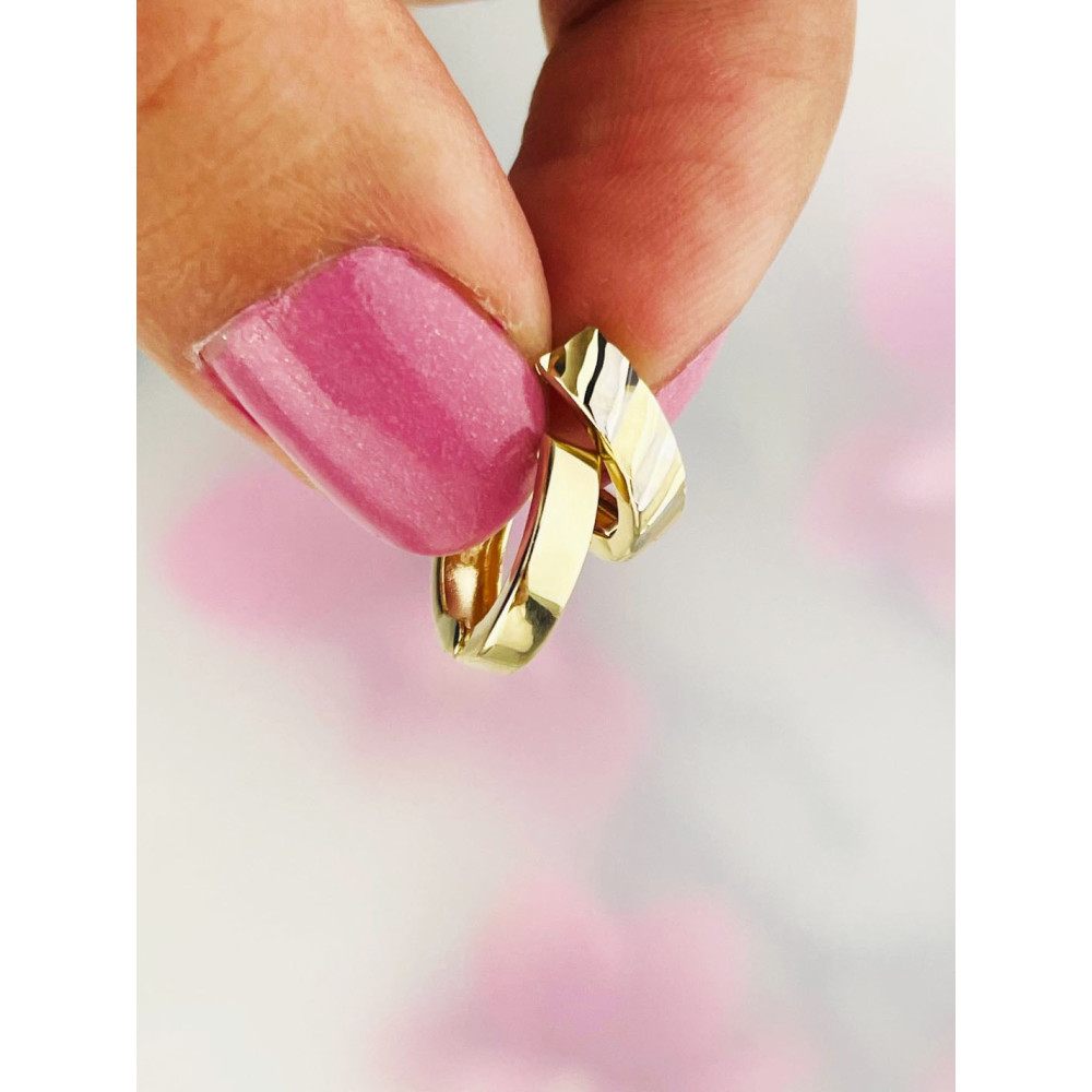 copy of Złote kolczyki kuleczki z cyrkoniami dwukolorowe