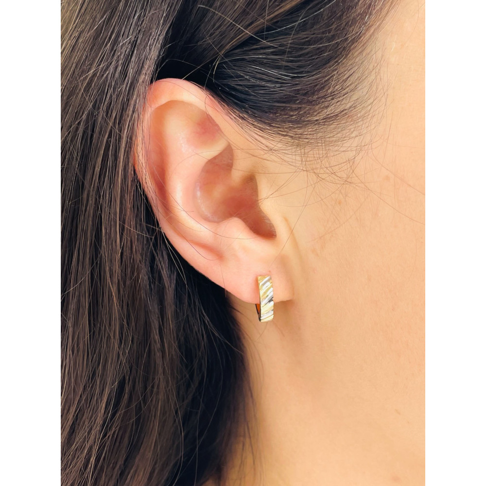 Złote kolczyki koła kółeczka mini bikolor frezowane