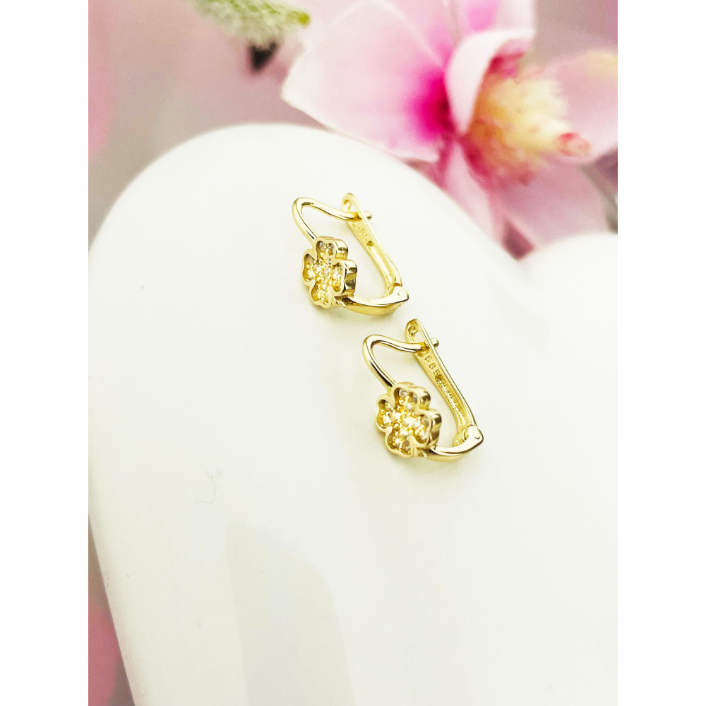 Złote kolczyki kwiaty z cyrkoniami kwiatuszki mini