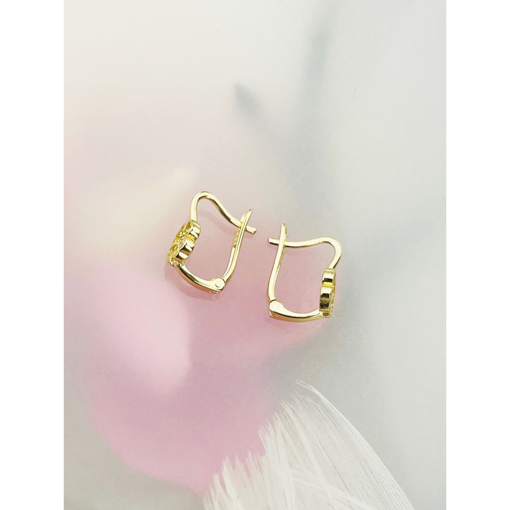 Blume Gold Ohrringe Ohrhänger mit Zirkonia Ohrstecker Ohrschmuck Paar Gelbgold 585er 14KT