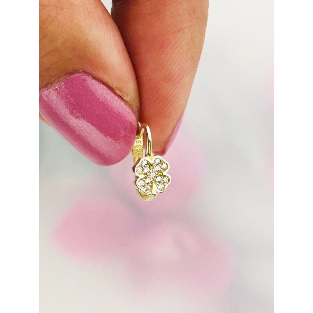 Blume Gold Ohrringe Ohrhänger mit Zirkonia Ohrstecker Ohrschmuck Paar Gelbgold 585er 14KT