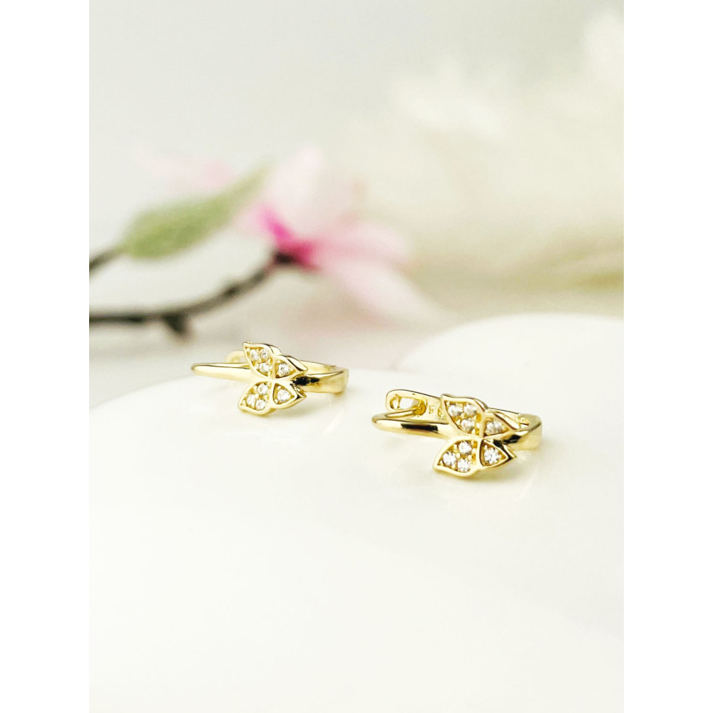 Schmetterling Gold Ohrringe Ohrhänger mit Zirkonia Ohrstecker Ohrschmuck Paar Gelbgold 585er 14KT