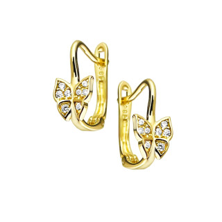 Schmetterling Gold Ohrringe Ohrhänger mit Zirkonia Ohrstecker Ohrschmuck Paar Gelbgold 585er 14KT