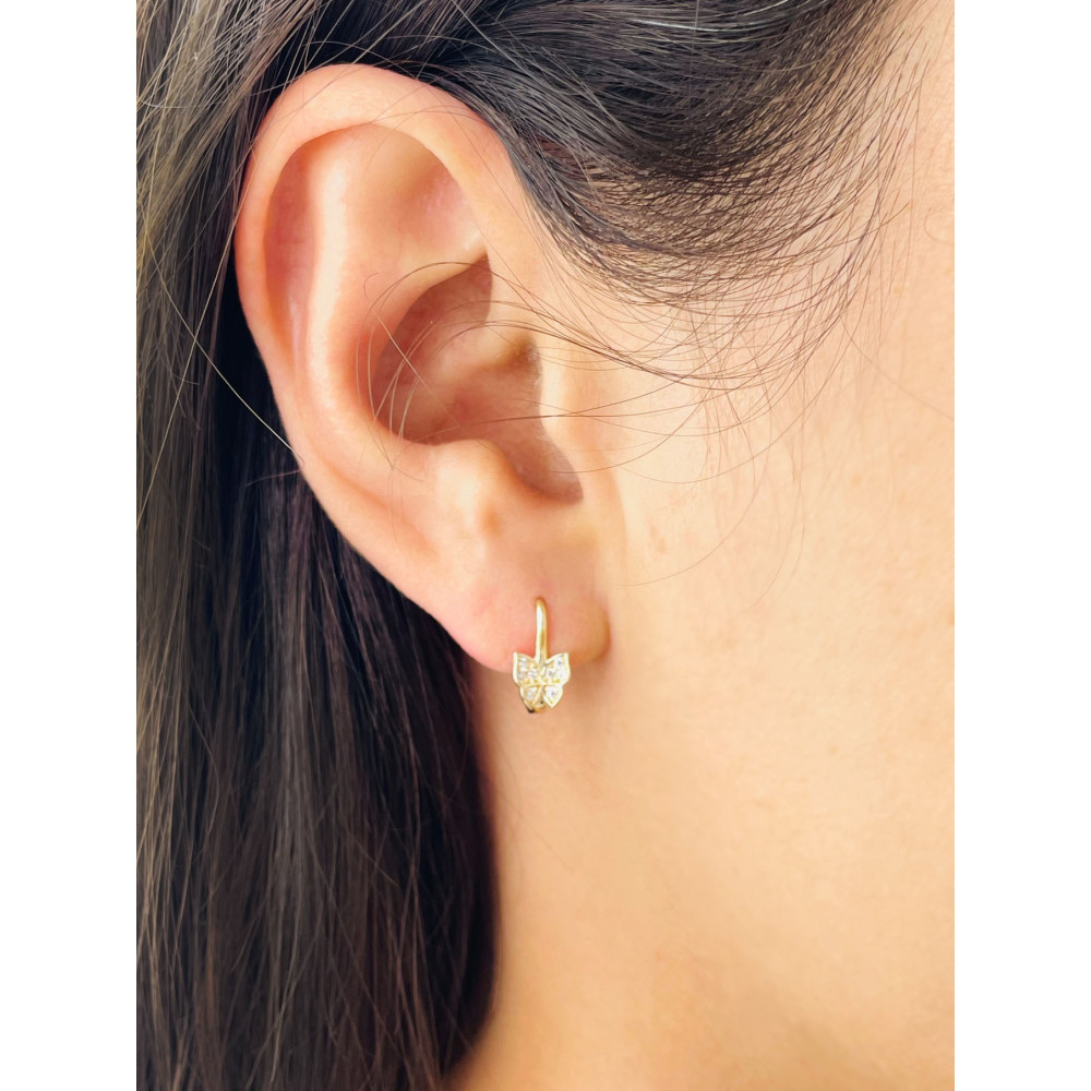 Schmetterling Gold Ohrringe Ohrhänger mit Zirkonia Ohrstecker Ohrschmuck Paar Gelbgold 585er 14KT