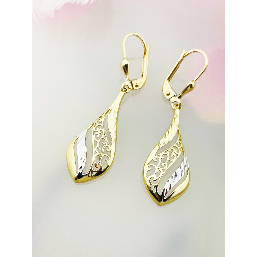 Träne Gold Ohrringe Ohrhänger Ohrstecker Ohrschmuck Paar Gelbgold 585er 14KT