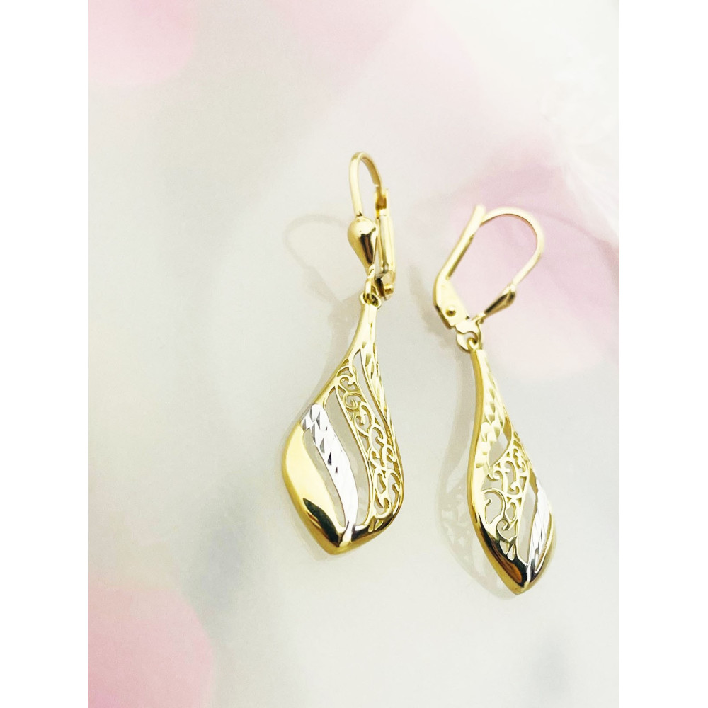 Träne Gold Ohrringe Ohrhänger Ohrstecker Ohrschmuck Paar Gelbgold 585er 14KT