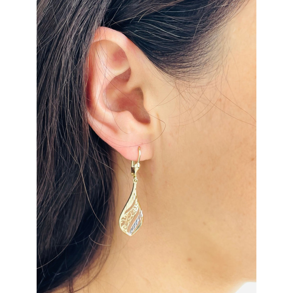 Träne Gold Ohrringe Ohrhänger Ohrstecker Ohrschmuck Paar Gelbgold 585er 14KT